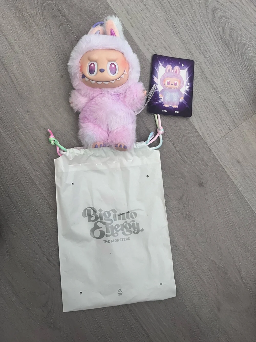 LABUBU The Monsters pink tie-dye plush pendant
